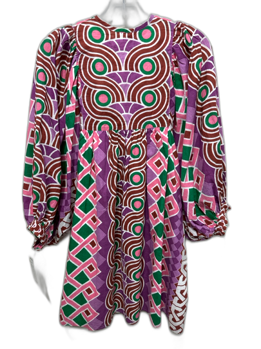 Mille Resort & Travel Size XXS Purple & Pink Print Cotton Blend Abstract Dress Purple & Pink Print / XXS