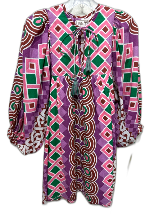 Mille Resort & Travel Size XXS Purple & Pink Print Cotton Blend Abstract Dress Purple & Pink Print / XXS