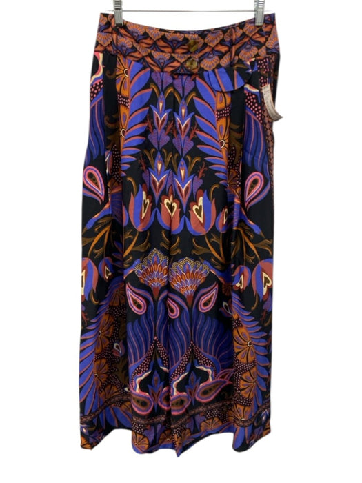 Farm Size S Black, Blue, Multi Viscose Wide Leg Floral High Waist Zip Fly Pants Black, Blue, Multi / S