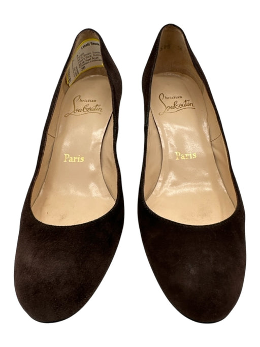 Christian Louboutin Shoe Size 36 Brown Suede round toe Closed Front & Back Pumps Brown / 36