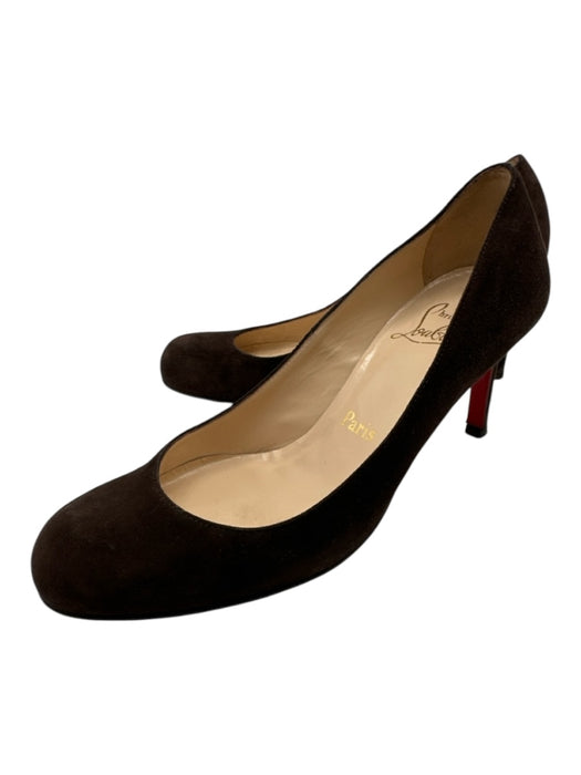 Christian Louboutin Shoe Size 36 Brown Suede round toe Closed Front & Back Pumps Brown / 36