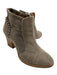 Aquatalia Shoe Size 6 Gray Suede round toe Whipstitch Stacked Heel Ankle Booties Gray / 6