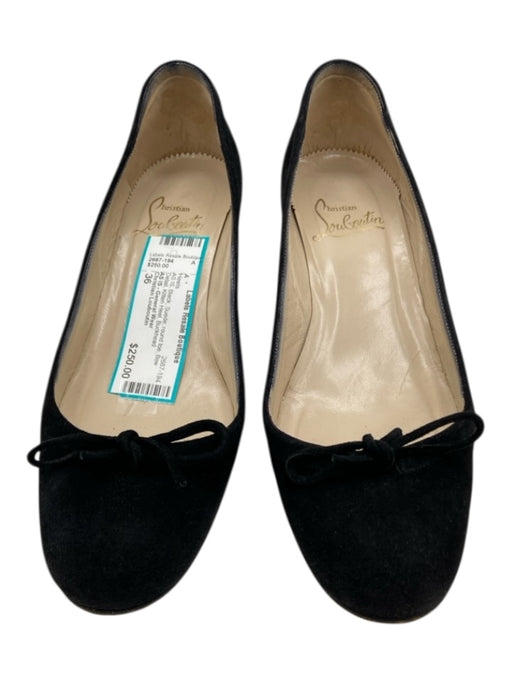Christian Louboutin Shoe Size 36 Black Suede round toe Bow Detail Heels Black / 36