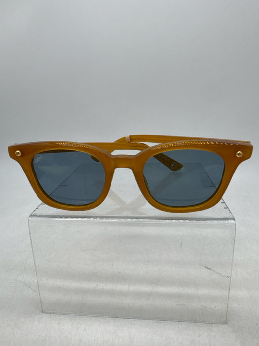 Trance Yellow Brown Acetate Wayfarer Blue Lens Sunglasses