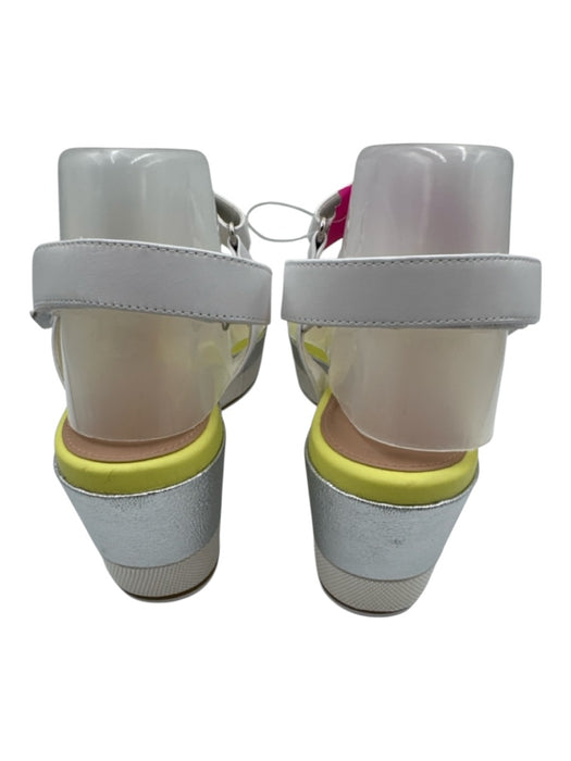 Grand Ambition Shoe Size 10 White, Silver & Yellow Manmade Upper Wedge Sandals White, Silver & Yellow / 10