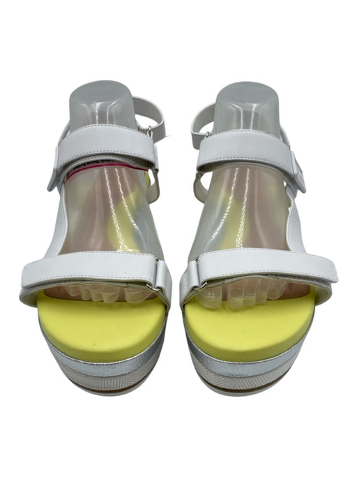 Grand Ambition Shoe Size 10 White, Silver & Yellow Manmade Upper Wedge Sandals White, Silver & Yellow / 10