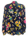 Etro Size 40 navy blue & multi Silk Blend Floral Long Sleeve Button Up Top navy blue & multi / 40