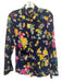 Etro Size 40 navy blue & multi Silk Blend Floral Long Sleeve Button Up Top navy blue & multi / 40