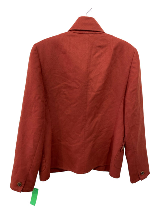 Akris Size 10 Brick Red Viscose Blend Button Front Collar Long Sleeve Jacket Brick Red / 10