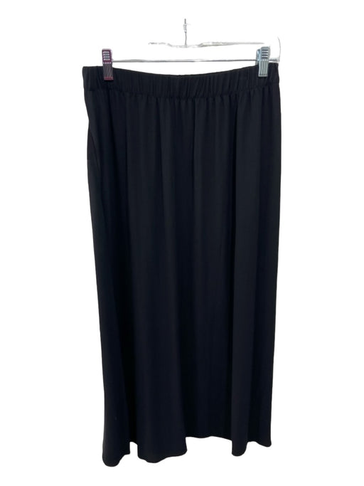 Eileen Fisher Size S Black Silk Elastic Waist Midi Pockets Skirt Black / S