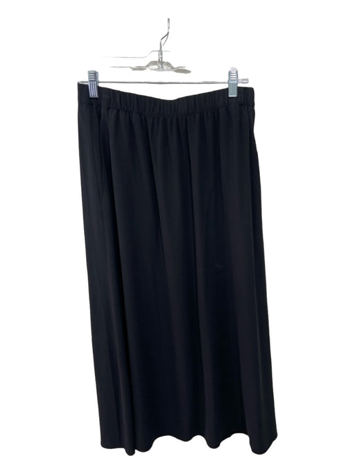 Eileen Fisher Size S Black Silk Elastic Waist Midi Pockets Skirt Black / S