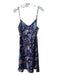 Liberty Size L Navy & Multi Silk Floral Paisley Spaghetti Strap Mini Slip Dress Navy & Multi / L