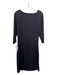 J Mclaughlin Size L Black Nylon Wide Neck 3/4 Sleeve Knee Length Dress Black / L