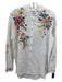 Johnny Was Size S White & Multi Linen Floral Embroidered Collared Button Up Top White & Multi / S