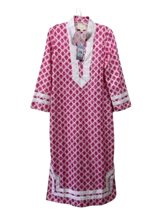 Sail To Sable Size M Pink & White Cotton Hearts 3/4 Sleeve Dress Pink & White / M