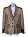 Les Copains Size 44 Light & Dark Brown Wool Velvet Accent Plaid Blazer Jacket Light & Dark Brown / 44