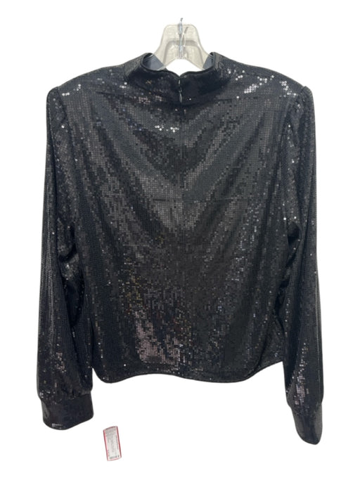 Banana Republic Size M Black Polyester Long Sleeve Sequin Crop Mock Neck Top Black / M