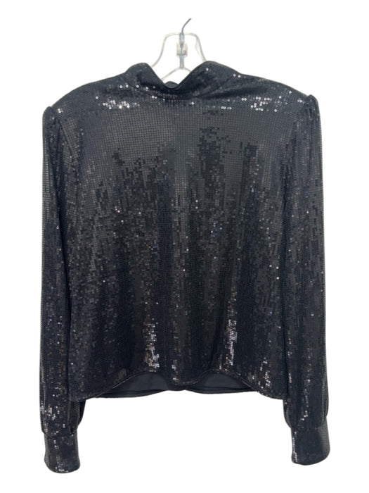 Banana Republic Size M Black Polyester Long Sleeve Sequin Crop Mock Neck Top Black / M