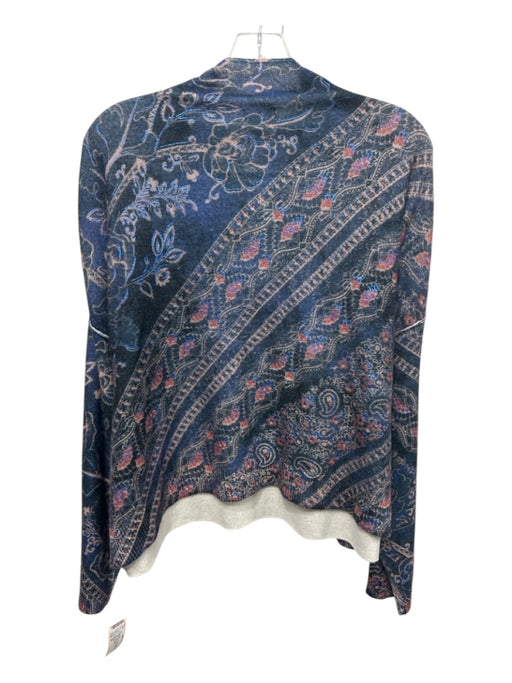 Pilcro Size M Blue, Black & Red Cashmere Mock Neck Floral & Paisley Sweater Blue, Black & Red / M