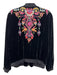 Johnny Was Size M Black, Pink, Multi Rayon & Silk Velvet Collarless Jacket Black, Pink, Multi / M