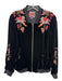 Johnny Was Size M Black, Pink, Multi Rayon & Silk Velvet Collarless Jacket Black, Pink, Multi / M