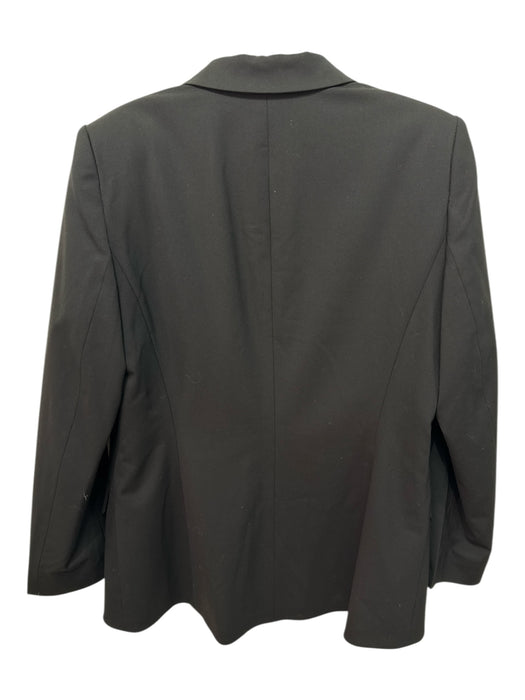 Lafayette 148 Size 10 Black Wool Blend Satin Trim Single Breasted Blazer Jacket Black / 10