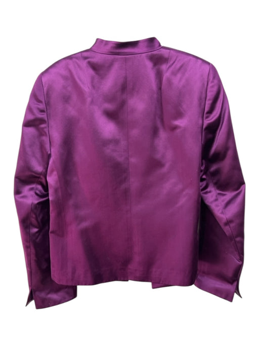 Akris Size 12 Purple Silk Hook & Eye Side Pockets Blazer Jacket Purple / 12