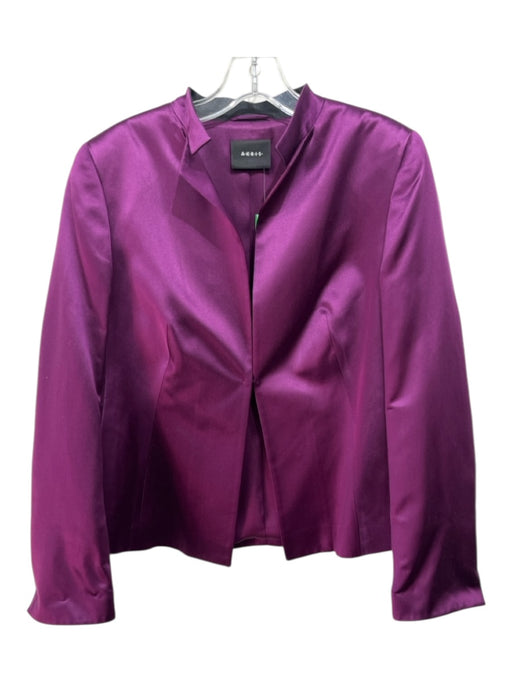 Akris Size 12 Purple Silk Hook & Eye Side Pockets Blazer Jacket Purple / 12