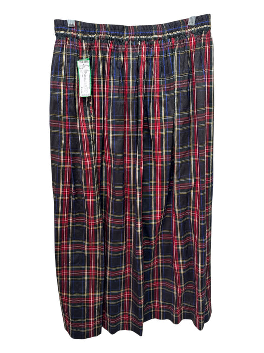 eagle's eye Size L Red, Blue, Green Silk Elastic Waist Plaid Gathered Maxi Skirt Red, Blue, Green / L