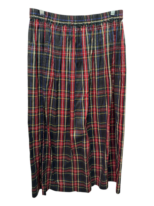 eagle's eye Size L Red, Blue, Green Silk Elastic Waist Plaid Gathered Maxi Skirt Red, Blue, Green / L