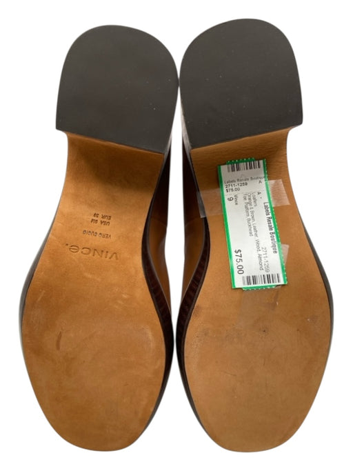 Vince Shoe Size 9 Orange & Brown Leather Wood Almond Toe Platform Loafers Orange & Brown / 9