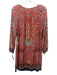 Robert Graham Size 8 Orange, Brown & Multi Silk Long Sleeve 1/4 Button Dress Orange, Brown & Multi / 8