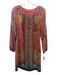 Robert Graham Size 8 Orange, Brown & Multi Silk Long Sleeve 1/4 Button Dress Orange, Brown & Multi / 8