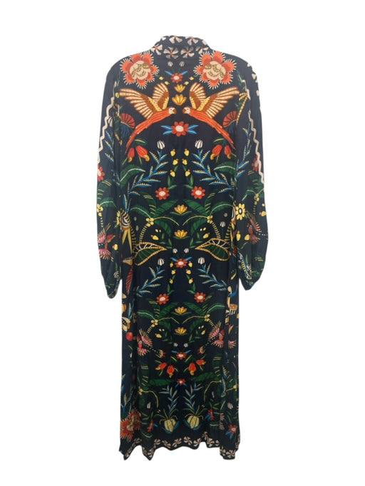 Farm Rio Size M Black, Cream & Multi Viscose Long Sleeve Floral & Abstract Dress Black, Cream & Multi / M