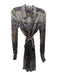 Hale Bob Size M Steel Gray &  Brown Silk Long Sleeve Abstract Floral Dress Steel Gray &  Brown / M
