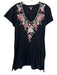 Johnny Was Workshop Size M Black, Pink & Multi Cotton Short Sleeve V Neck Dress Black, Pink & Multi / M