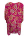 Johnny Was Size S Fuchsia, Orange & Multi Silk 3/4 Sleeve Keyhole Tie Neck Dress Fuchsia, Orange & Multi / S