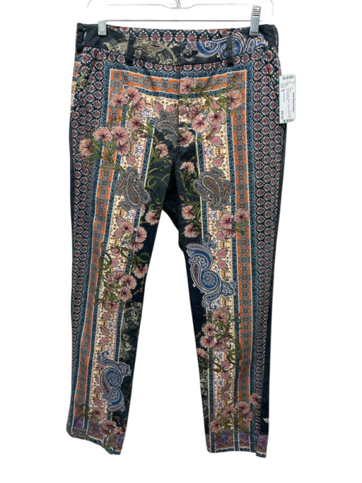 Biya Johnny Was Size 8 Gray & multi Cotton Floral All Over Print Slim Pants Gray & multi / 8