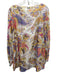 Etro Size 44 White & Multi Cotton & Silk Long Sleeve All Over Print Tie Neck Top White & Multi / 44