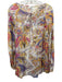 Etro Size 44 White & Multi Cotton & Silk Long Sleeve All Over Print Tie Neck Top White & Multi / 44