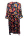 Johnny Was Size S Black, Red & Blue Silk Long Flare Sleeve Floral Maxi Dress Black, Red & Blue / S