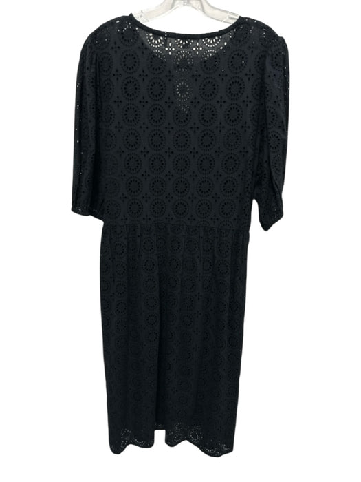 Barbour Size 10 Black Cotton 1/2 Balloon Sleeve Eyelet V Neck Maxi Dress Black / 10