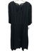 Barbour Size 10 Black Cotton 1/2 Balloon Sleeve Eyelet V Neck Maxi Dress Black / 10