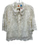 Farm Rio Size M Cream Polyester Crochet Open Knit 1/2 Sleeve Scallop Hem Top Cream / M