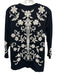 Johnny Was Size M Black & Cream Cotton Long Sleeve Floral Embroidery Top Black & Cream / M