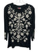 Johnny Was Size M Black & Cream Cotton Long Sleeve Floral Embroidery Top Black & Cream / M