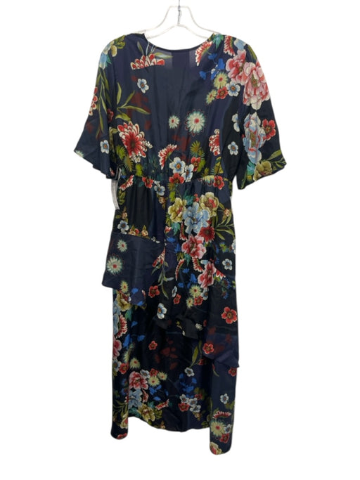 Johnny Was Size Small Black, Blue & Brown Cotton Blend Short Sleeve Floral Dress Black, Blue & Brown / Small
