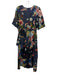 Johnny Was Size Small Black, Blue & Brown Cotton Blend Short Sleeve Floral Dress Black, Blue & Brown / Small