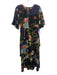 Johnny Was Size Small Black, Blue & Brown Cotton Blend Short Sleeve Floral Dress Black, Blue & Brown / Small
