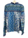 Hale Bob Size Medium Blue & Green Cotton Long Sleeve Mixed Print Lace Trim Top Blue & Green / Medium